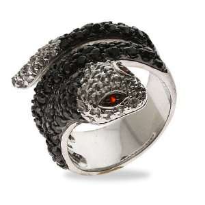   Zirconia Sterling Silver Snake Ring Size 5 (Sizes 5 6 7 8 9 Available