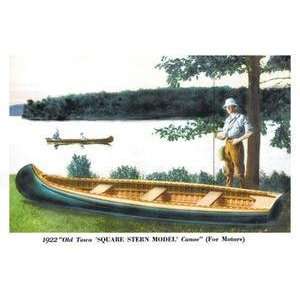  Vintage Art Square Stern Model Canoe   07532 5