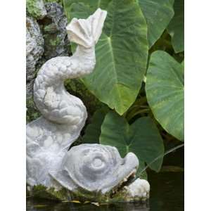  Stone fountains and pond at Arboretum, Trsteno, Dalmatia 