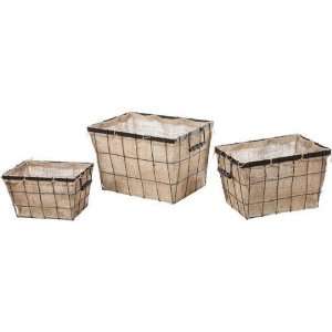  Burlap Storage Baskets   Set of 3   20x13, Beige