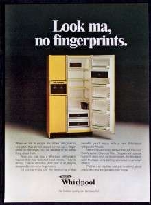 1976 Whirlpool Refrigerator Magazine Ad No Fingerprints  