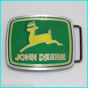 JOHN DEERE Logo Belt Buckle tractor deer yellow green  