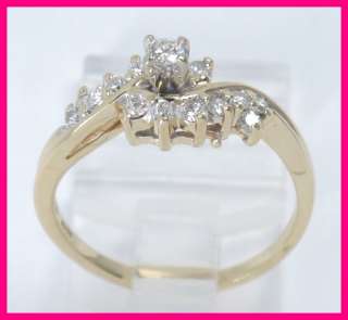 14k Yellow Gold Round Diamond Cluster Engagement Ring .25ct  