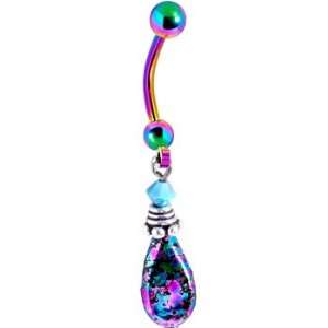  Handcrafted Ornate Rainbow Titanium Belly Ring Jewelry