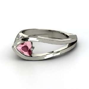   Ring, Trillion Rhodolite Garnet Sterling Silver Ring with Diamond