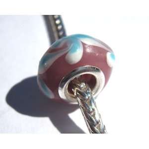   Fits Pandora Rose with Blue and White Swirl, 14mm (1) 