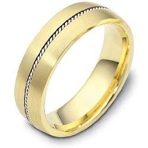   Wide Designer Woven Style 18 Karat Two Tone Gold Wedding Band Ring