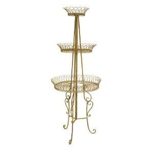   Style Gold Wrought Iron Tiered Decorative Plant Stand